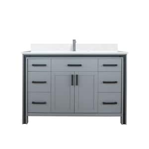 Ziva 48 in W x 22 in D Dark Grey Bath Vanity, White Quartz Top and Faucet Set