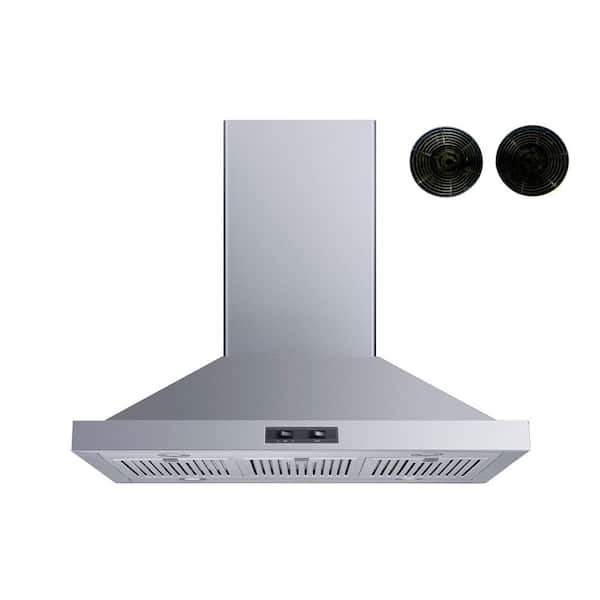 Winflo 36 in. Convertible Island Mount Range Hood in Stainless Steel with Stainless Steel Baffle Filters and Carbon Filters