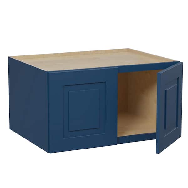 Home Decorators Collection Grayson 30 in. W x 24 in. D x 15 in. H Assembled Plywood Wall Bridge Kitchen Cabinet in Mythic Blue with Soft Close