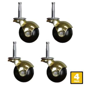 2 in. Black Rubber and Brass Hooded Ball Swivel Stem Caster with 80 lb. Load Rating (4-Pack)