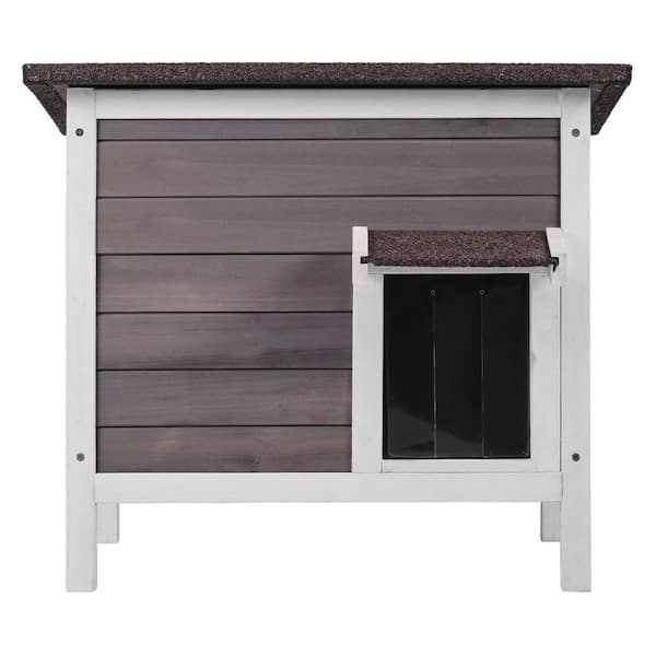 Outdoor Cat House Weatherproof, Feral Cat Shelter for Multiple Cats, Wooden, Open Roof, 24 in. L x 20 in. W x 21 in. H