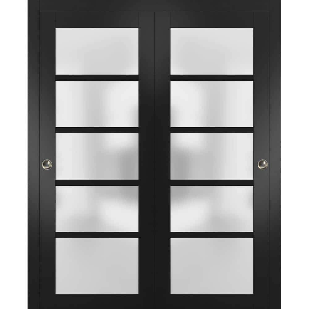 72 in. x 80 in. 5-Panel Black Finished Solid MDF Sliding Door with Closet Bypass Hardware price history on PriceWatchPro