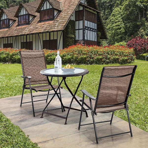 Brown Metal Folding Lawn Chair (Set of 2)