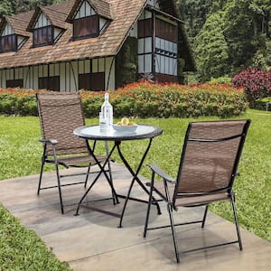 Brown Metal Folding Lawn Chair (Set of 2)