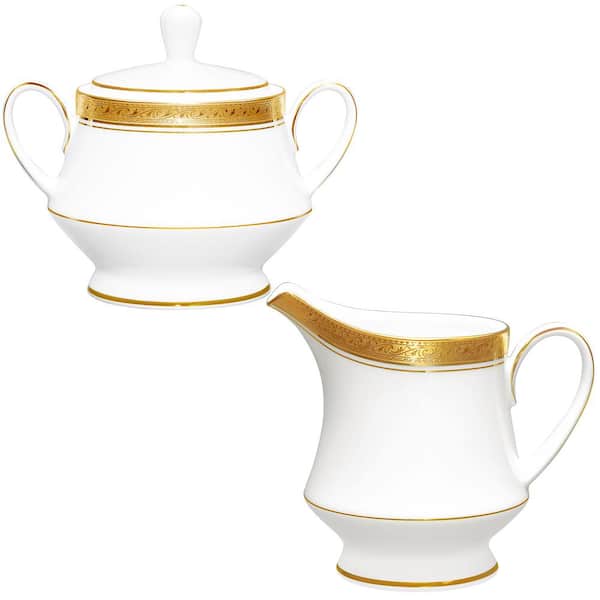 Noritake Crestwood Gold (Gold) Porcelain Sugar and Creamer Set