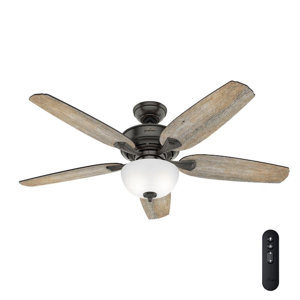 Hunter Channing 54 in. LED Indoor Easy Install Noble Bronze Ceiling Fan with HunterExpress Feature Set and Remote