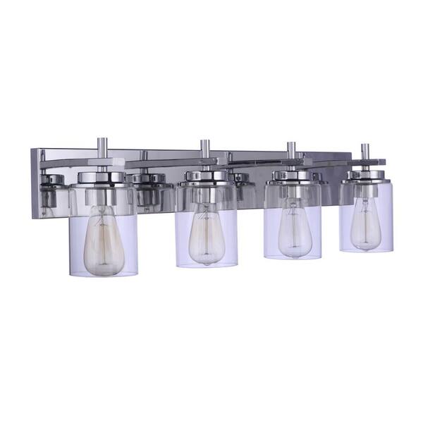 CRAFTMADE Reeves 32 in. 4-Light Chrome Finish Vanity Light with Clear Glass Shade