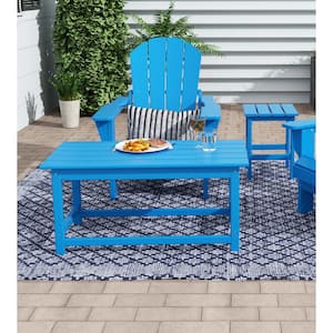 Mason Pacific Blue Poly Plastic Fade Resistant Outdoor Patio Rectangle Adirondack Coffee Table