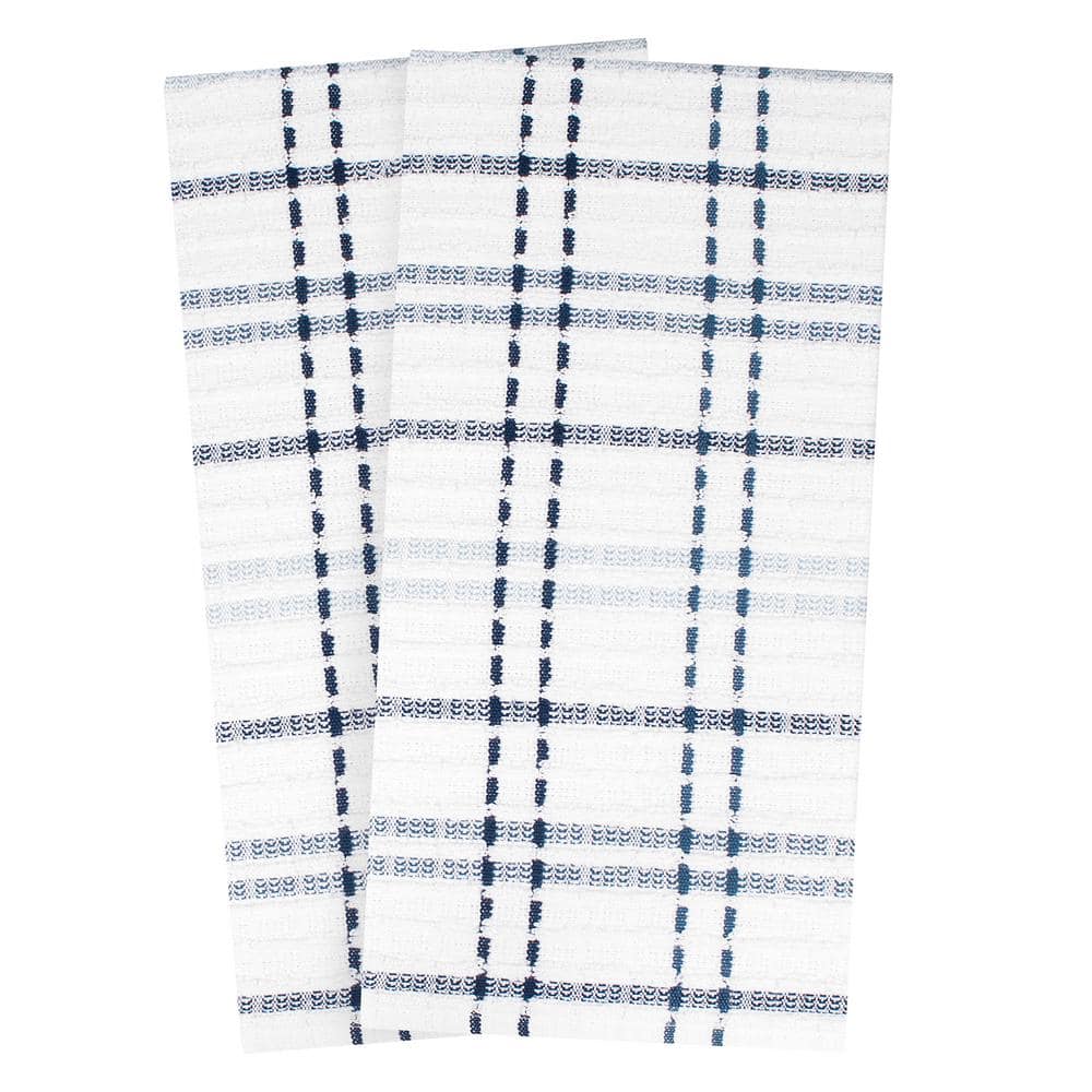Federal Blue Check Terry Cotton Kitchen Towel Set, 2-Pack