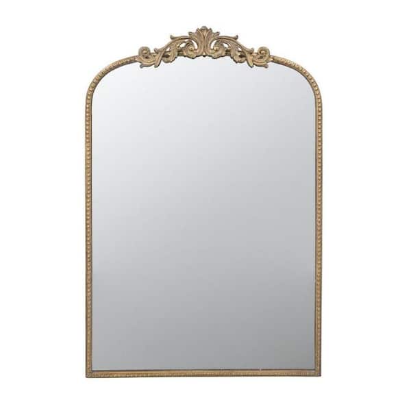 HomeRoots 24 in. W x 36 in. H Wood Gold Vanity Mirror