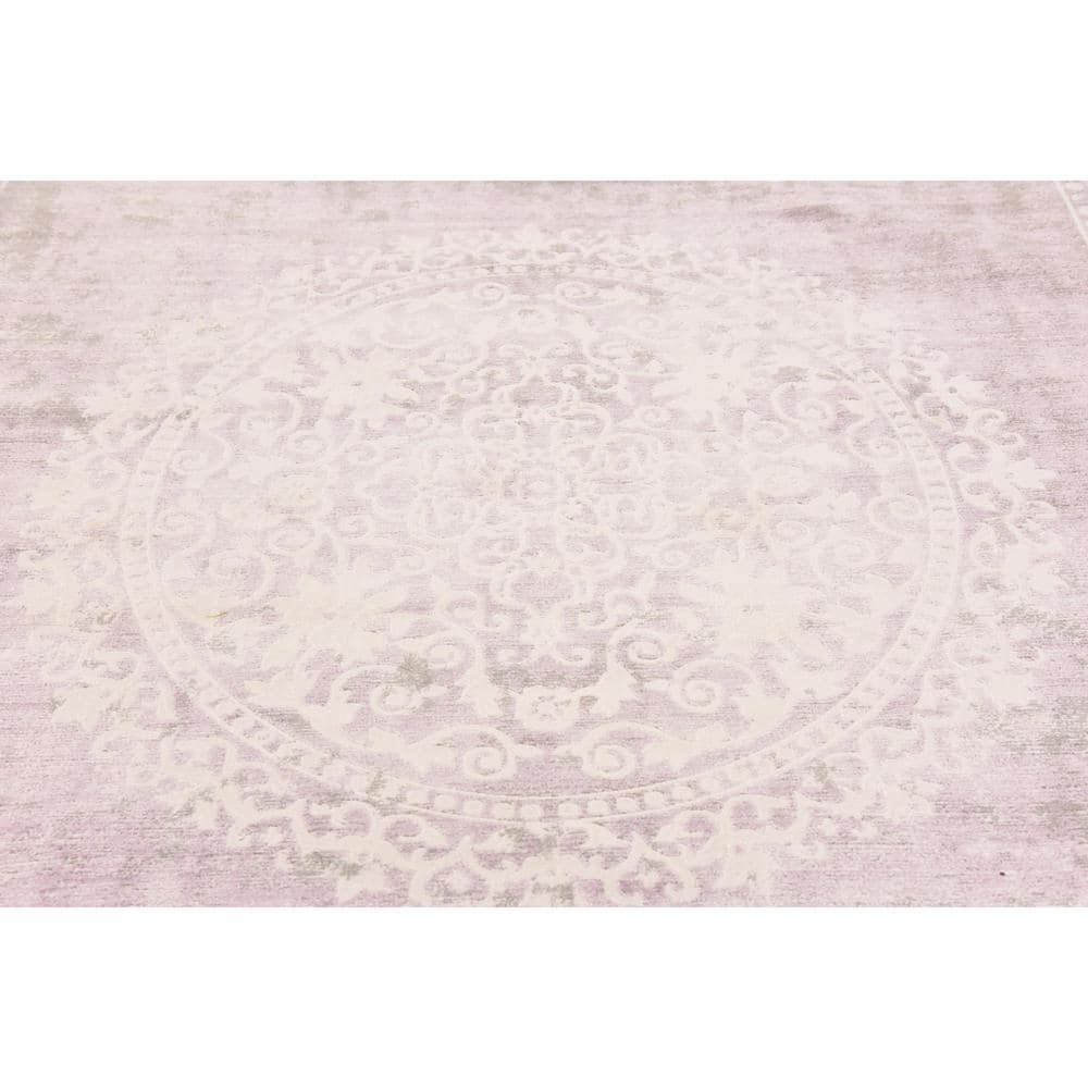 Olwen Purple and Gray Square Synthetic Area Rug