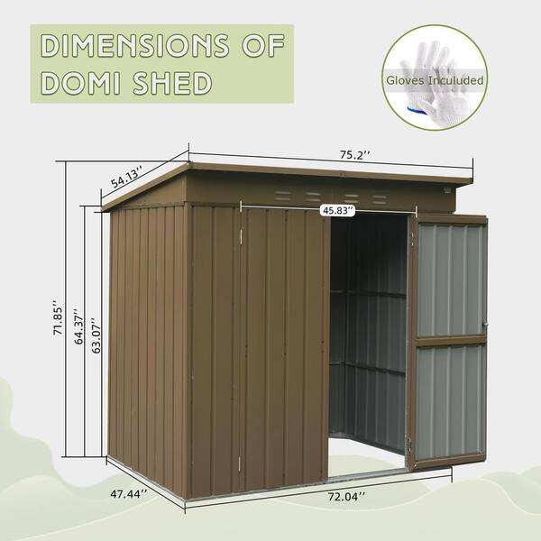 hellolupo【 24aw brown D 】 Boosicavelly 6 ft. W x 4 ft. D Metal Tool Shed with Double Door in