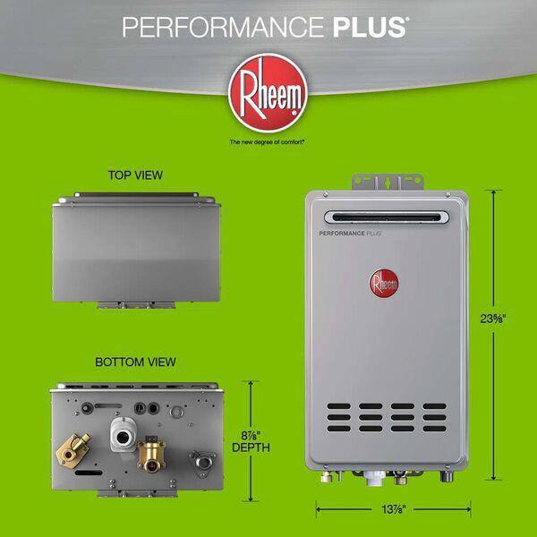 Rheem Performance Plus 7.0 GPM Liquid Propane Outdoor Tankless Water Heater  Plumber ProPack Bundle ECO160XLP3-1BPP3 - The Home Depot