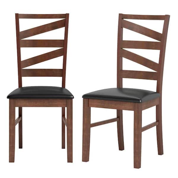 Dining Chairs Set of 2 Rubber Wood Legs Faux Leather Upholstered Seat Armless