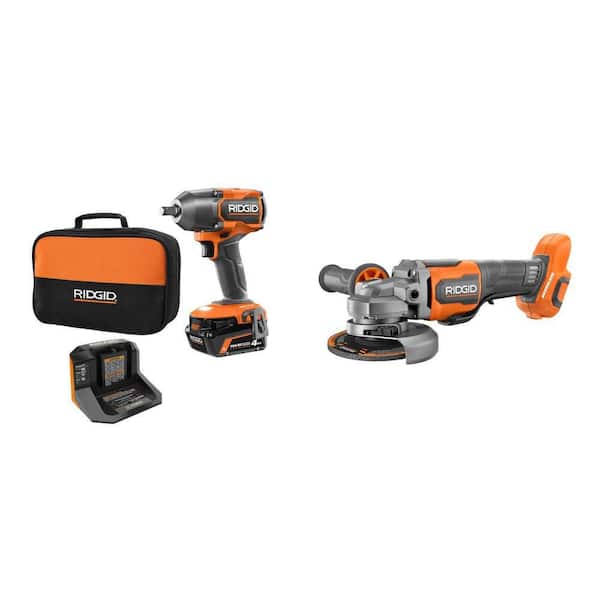 18V Brushless Cordless 2-Tool Combo Kit w/ 1/2 in. Impact Wrench, Angle Grinder, 4.0 Ah MAX Output Battery, and Charger