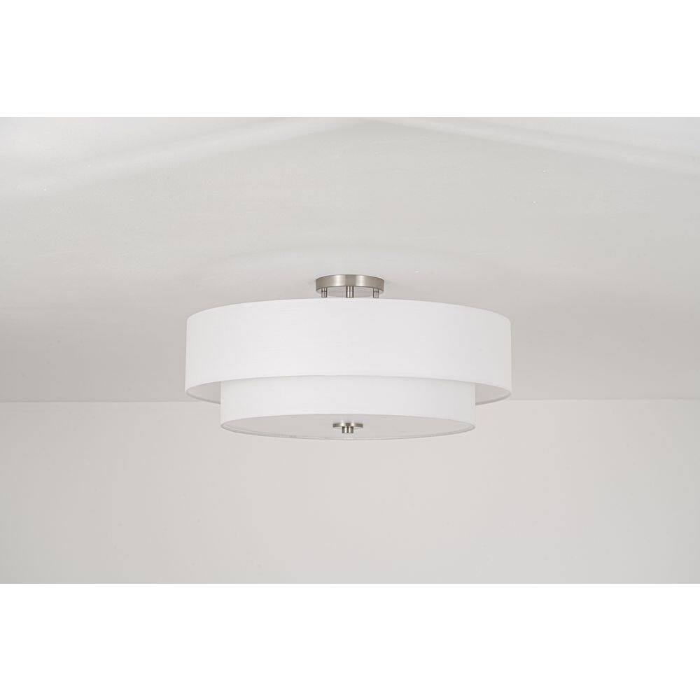 Haven 4-Light 22 in.W Brushed Nickel Modern Semi-Flush Mount Drum Ceiling Light with Fabric and Acrylic for Hallway price history on PriceWatchPro