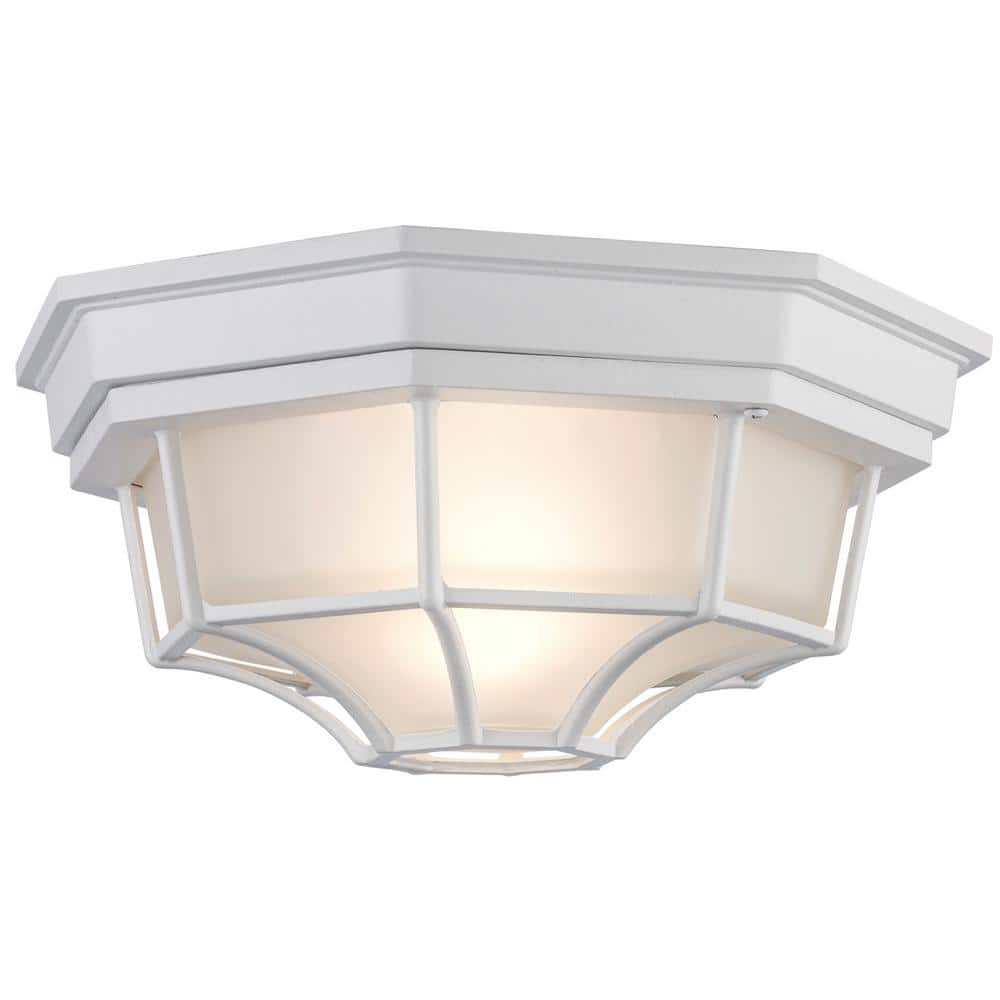 Contemporary White Glass 11" Flush-Mount Ceiling Light