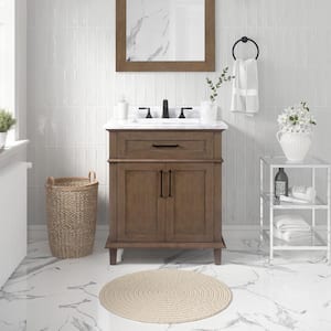 Sonoma 30 in. Single Sink Freestanding Almond Latte Bath Vanity with Carrara Marble Top (Assembled)