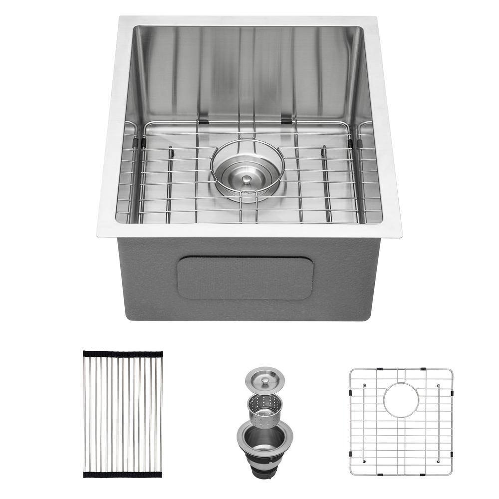 15 in. Undermount Single Bowl 18-Gauge Brushed Nickel Stainless Steel Kitchen Sink with Bottom Grids price history on PriceWatchPro