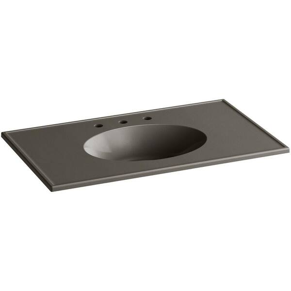 KOHLER Ceramic/Impressions 37 in. Single Faucet Hole Vitreous China Vanity Top with Basin in Cashmere Impressions