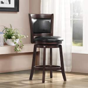 37.8 in. Black PU Panel Back Swivel Counter Height Stool