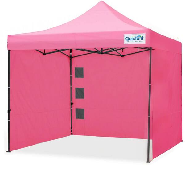 10 ft. x 10 ft. Heavy Duty Pop up Canopy Tent with Sidewalls, Instant Shelter with Wheeled Bag for Outdoor, Parties-Pink