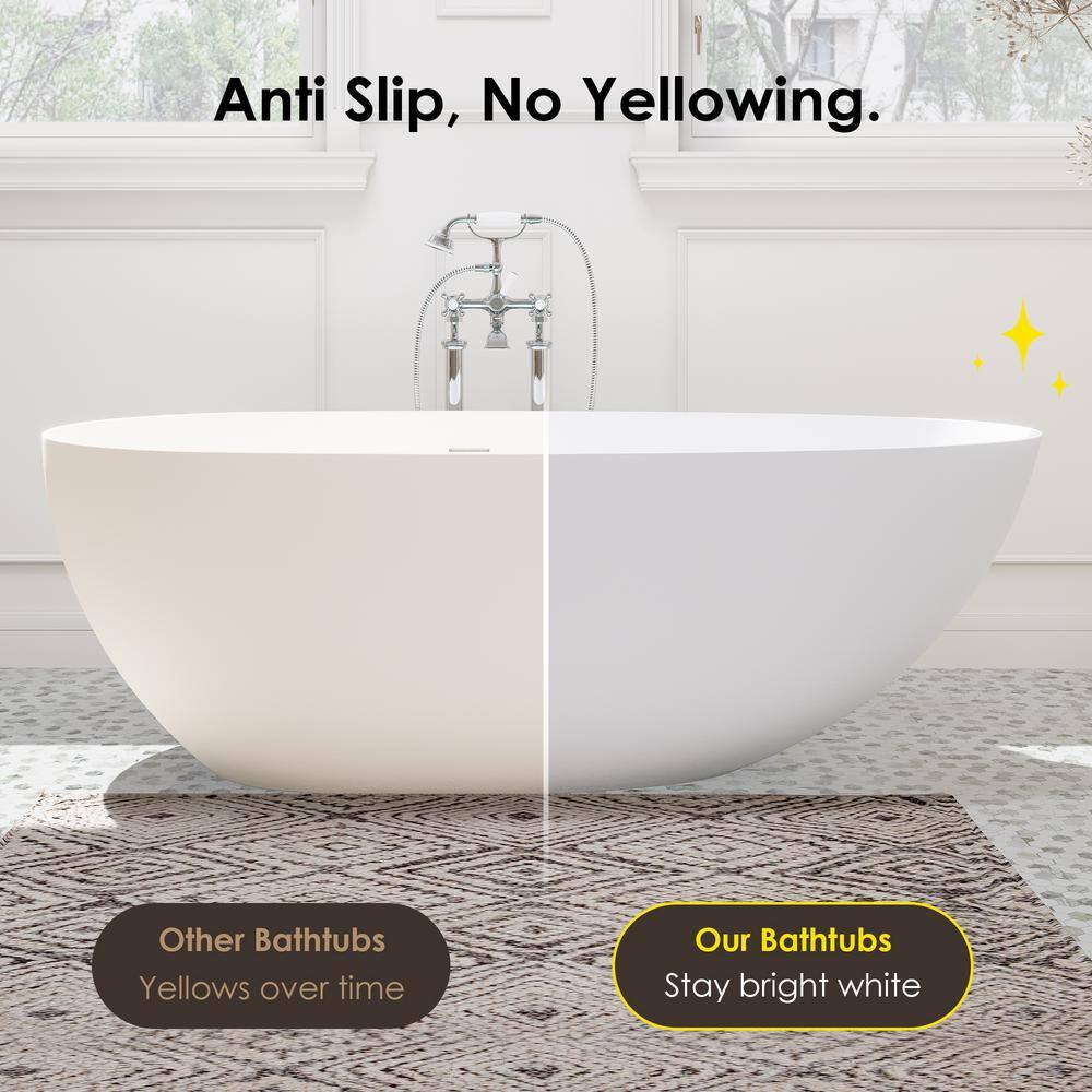 Giotto 67" Matte White Solid Surface Freestanding Soaking Bathtub