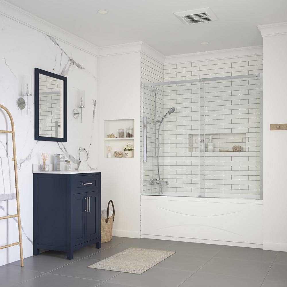 Tidal 60 in. W x 59 in. H Sliding Semi Frameless Tub Door in Chrome price history on PriceWatchPro