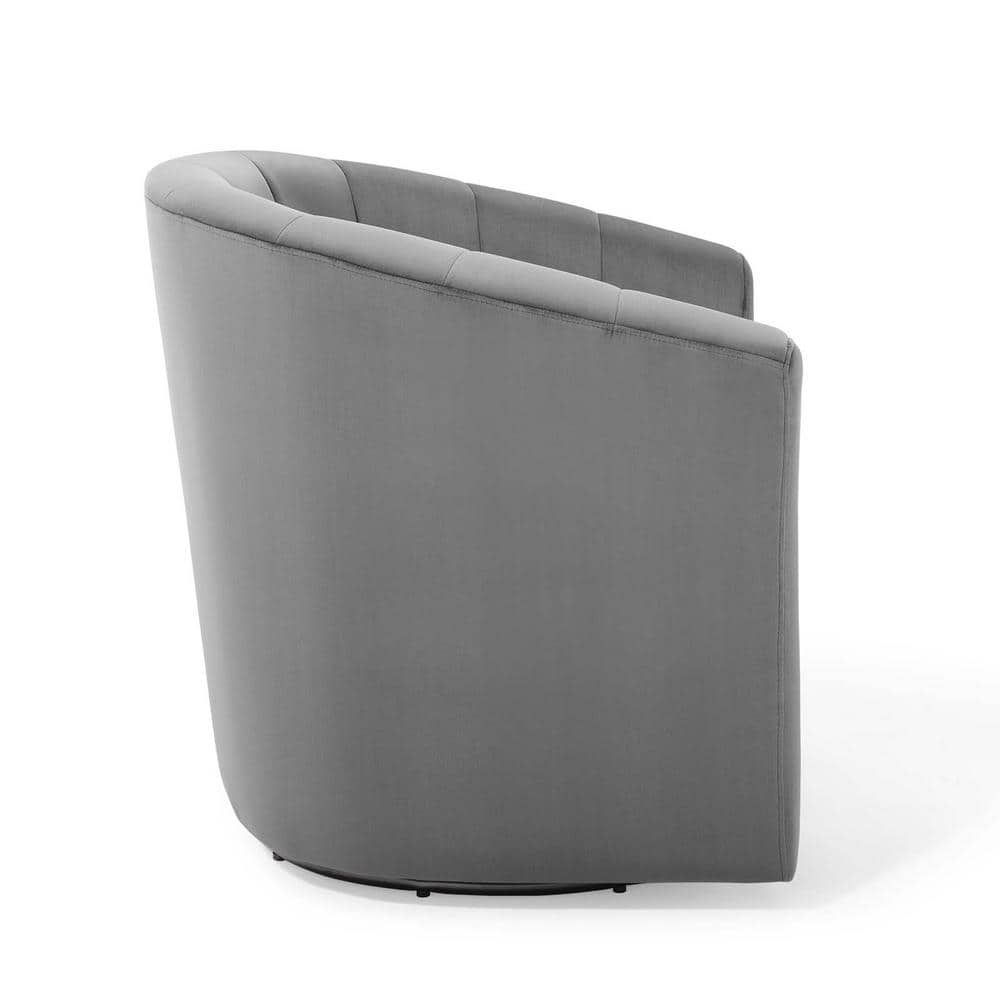 Luxurious Light Gray Velvet Swivel Barrel Accent Chair