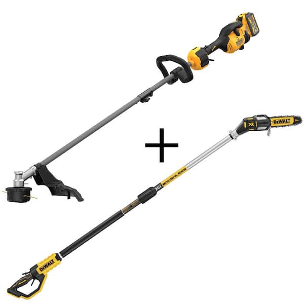 60V MAX Brushless Cordless Battery Powered Attachment Capable String Trimmer Kit & Cordless Pole Saw