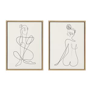 Thinking of You Line Art, Sitting Beauty by Rachel Lee Framed Culture Canvas Wall Art Print 24 in. x 18 in. (Set of 2)