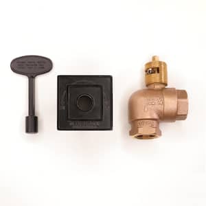 Universal Square Gas Valve Flange and 3 in. Key with 3/4 in. Quarter Turn Angled Valve 150,000 BTU in Flat Black