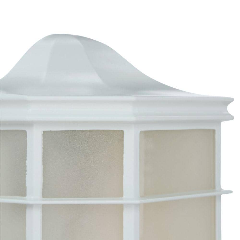 Transitional 9.75" White and Bronze Cage Lantern Wall Sconce