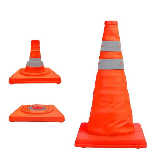 Pro Space 28 in. Collapsible Traffic Safety Cones with Reflective Collar for Road Safety,Orange (4 pack)