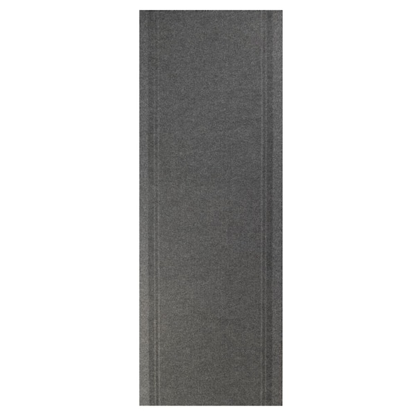 Custom Tracker Indoor/Outdoor Hallway Runner Rug 3 ft. W x 22 ft. L Gray Polyester Garage Flooring
