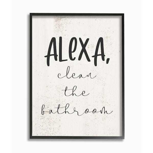 Stupell Industries "Modern Clean Bathroom Sign Technology Humor" by Daphne Polselli Framed Abstract Texturized Art Print 24 in. x 30 in.