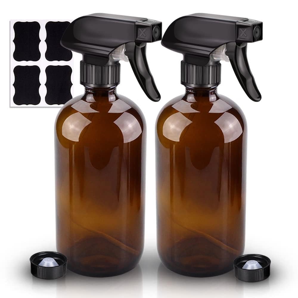 2-Pack 16 oz Amber Glass Spray Bottles with UV Protection and 3-Mode Nozzle for Essential Oils, Cleaning and Hair price history on PriceWatchPro