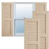 18 in. x 50 in. Timberthane Polyurethane 2-Equal Louver Rough Sawn Faux Wood Shutters Pair