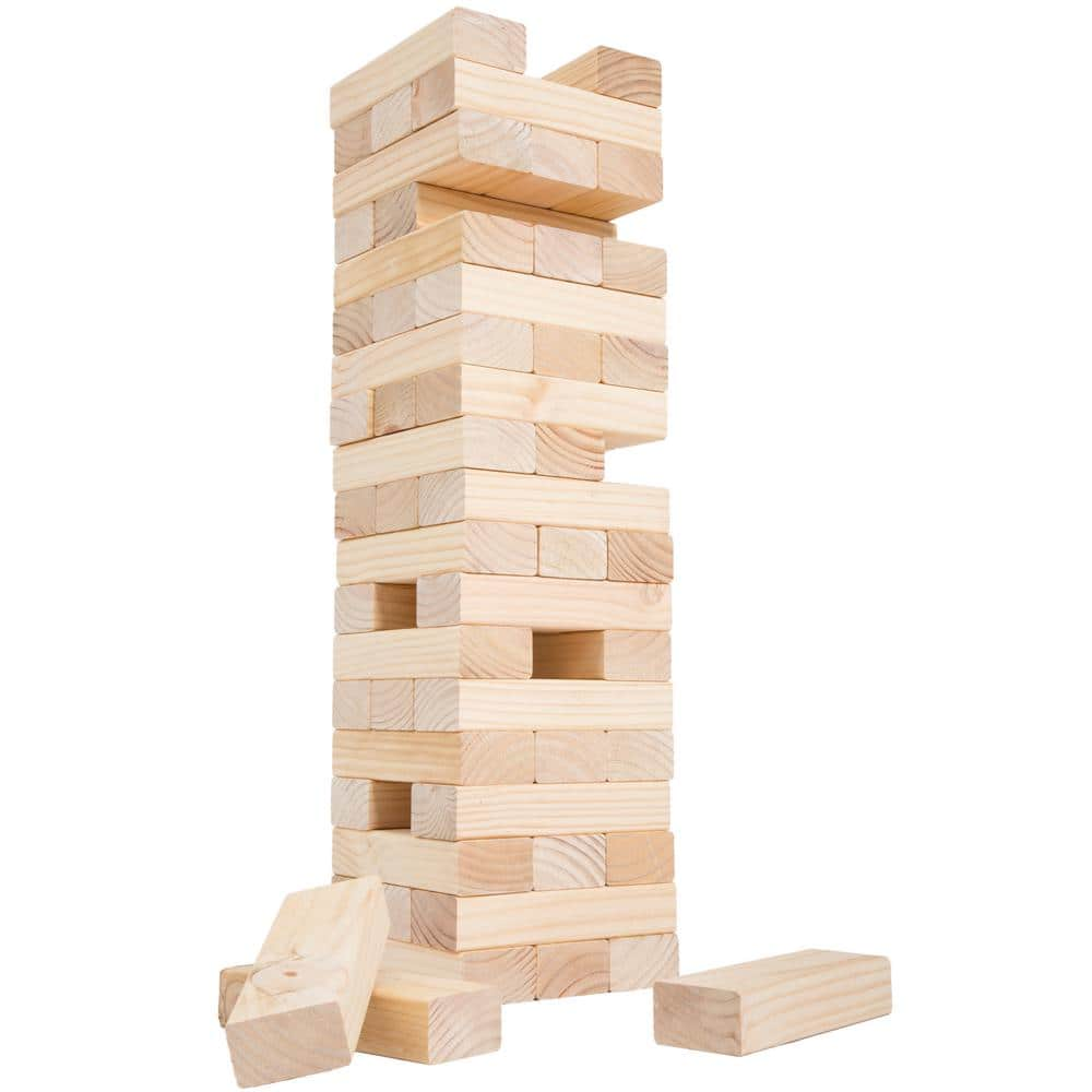 Hey! Play! Classic Giant Wooden Blocks Tower Stacking Game W350096 The Home Depot