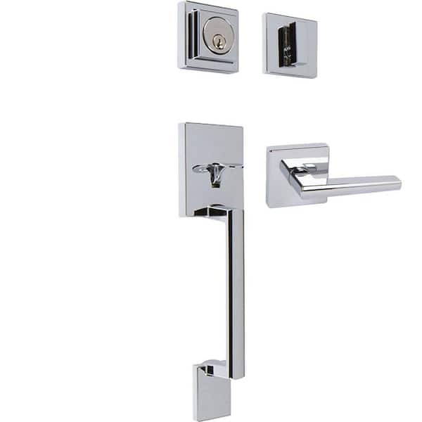 Avino Bright Chrome Single Cylinder Deadbolt Entry Door Handleset
