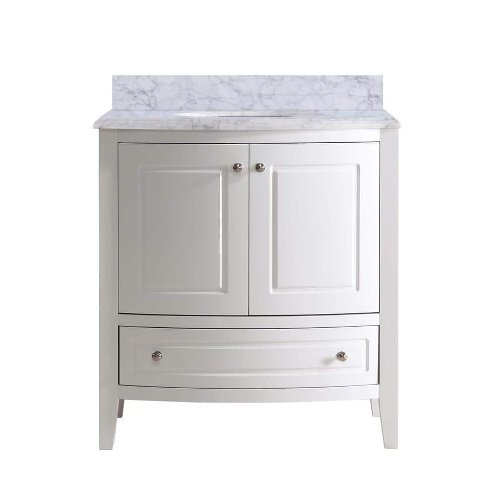 Estella 32" White Cabinet with Marble Countertop