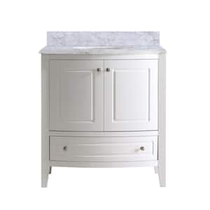 Estella 32 in. W x 22 in. D x 35 in. H Bathroom Vanity in White with White Carrara Marble Top