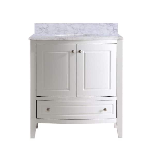 Laviva Estella 32 in. W x 22 in. D x 35 in. H Bathroom Vanity in White with White Carrara Marble Top