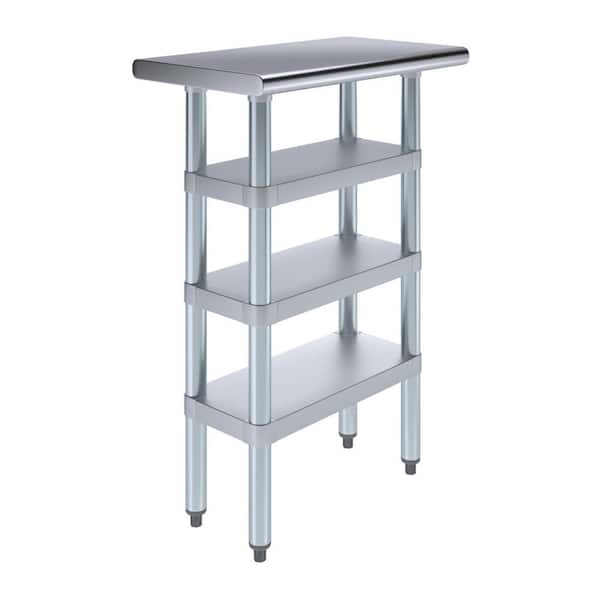 AMGOOD Stainless Steel 14 in. W x 24 in. D Table with 3 Undershelves Metal Utility Kitchen Prep Table : NSF