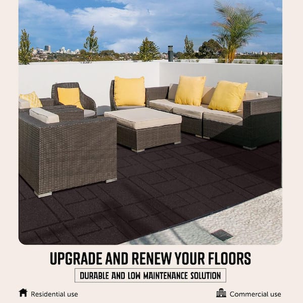 16 in. x 16 in. x 5/8 in. Brown Square Scape SmartLoc Rubber Paver (75-Pack)