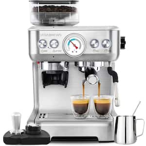 5700Gense 2 Cups Stainless Steel Silver Espresso Machine with Auto Grinding Feature
