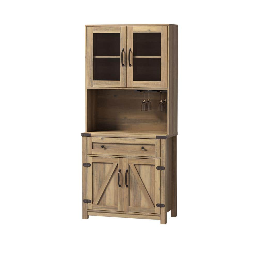 31.5 in. W x 15.75 in. D x 71.45 in. H Bathroom Beige Linen Cabinet
