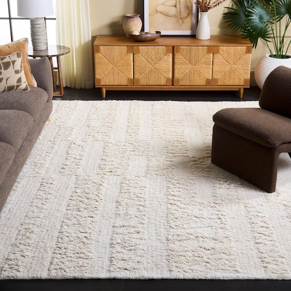 Vermont 8 ft. x 10 ft. Ivory High-Low Solid Area Rug