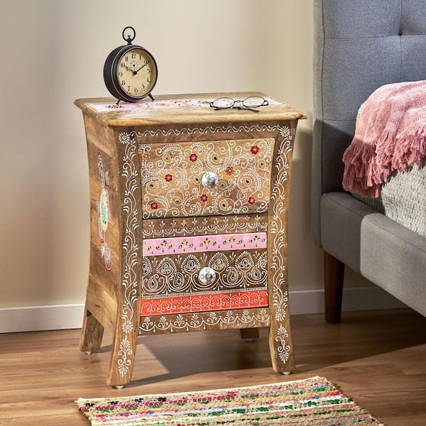 Noble House Dalva 2-Drawer Natural Nightstand 24 X 19 X 13.25