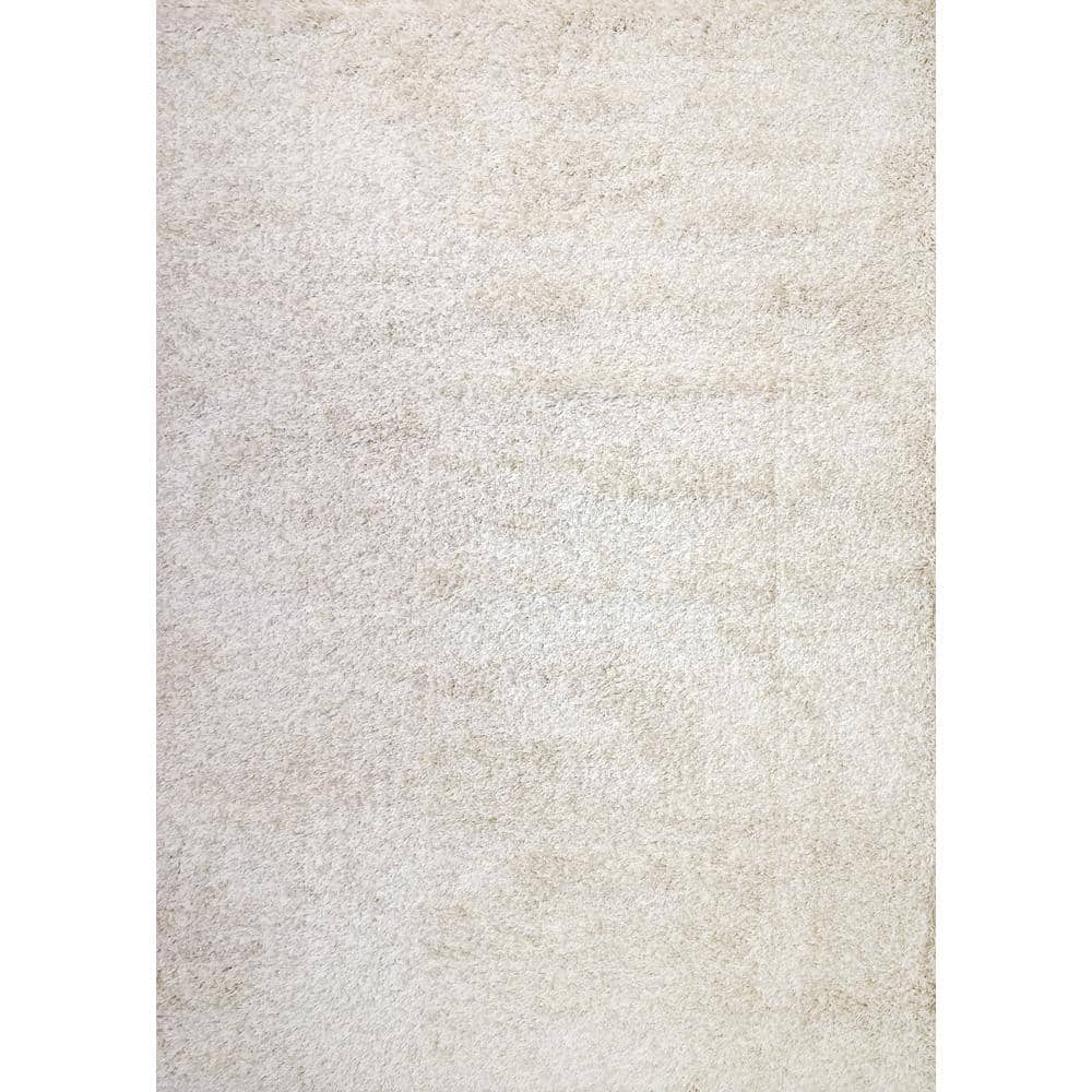 Super Shaggy 5 ft. x 7 ft. Light Beige Contemporary Indoor Area Rug